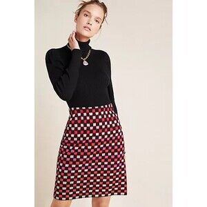 Anthropologie Aldo Martins Pencil Skirt L Wool Blend Art to Wear Retro 70's Insp